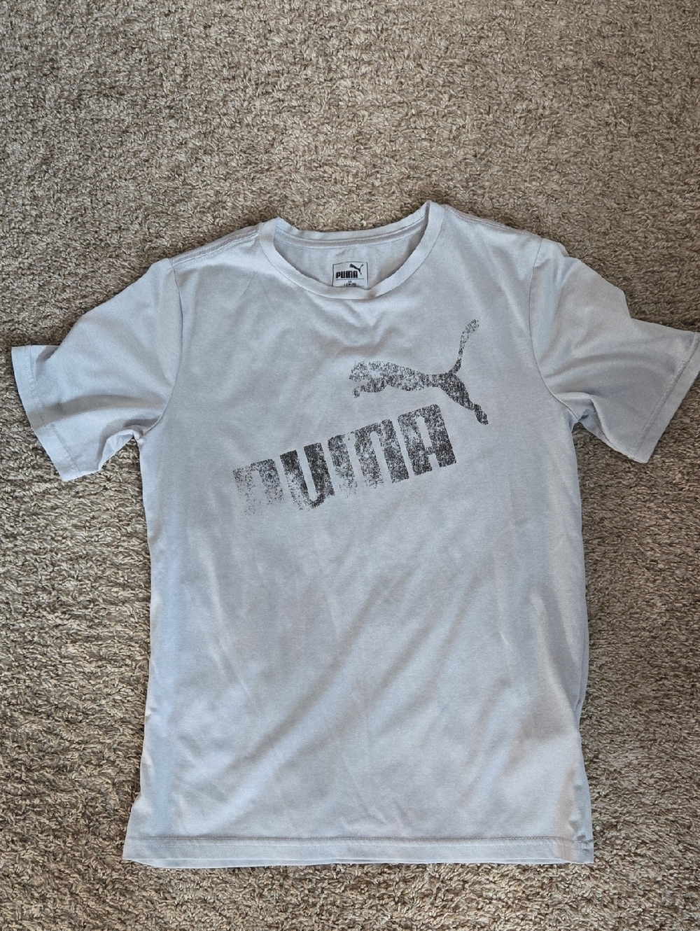 Puma Light Gray Crew Neck Logo Tee Boys Large
